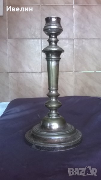 посребрен бронзов свещник, снимка 1