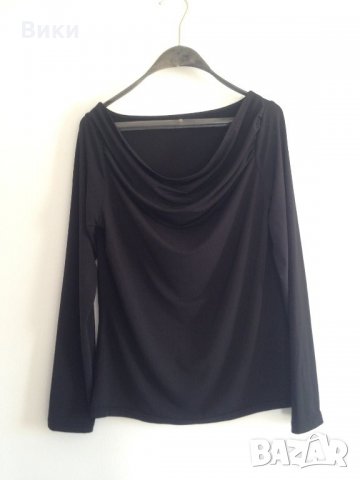 Елегантна черна блуза, снимка 2 - Блузи с дълъг ръкав и пуловери - 24300427