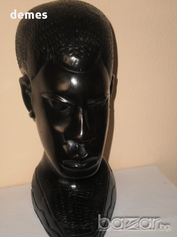 Глава на мъж-фигура от абанос, голяма , снимка 4 - Антикварни и старинни предмети - 8740569