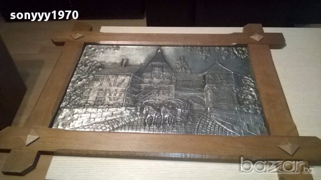 Голяма картина/пластика с дървена рамка 84/64см-внос швеицария, снимка 8 - Антикварни и старинни предмети - 14880408