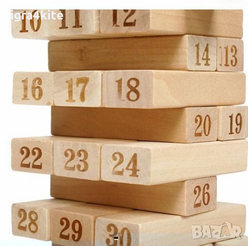 Дървена Дженга Кула с 4 зара и 54 блокчета JENGA / дървен строител , снимка 4 - Образователни игри - 26162136