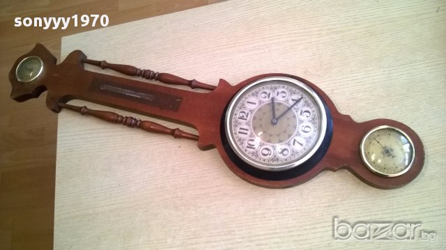 Ретро термо/баро/хидрометър+часовник-85х25см-внос франция, снимка 3 - Антикварни и старинни предмети - 17928754