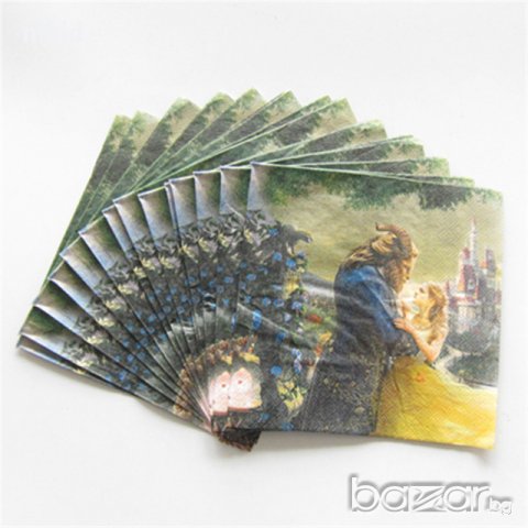 Красавицата и Звяра Игрални 10 парти салфетки рожден ден