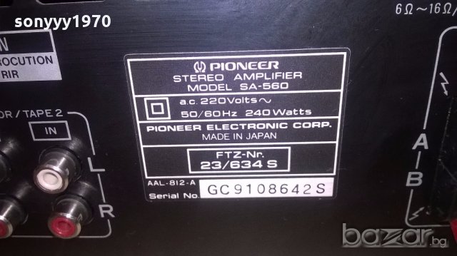 &pioneer sa-560-amplifier-made in japan-внос швеицария, снимка 11 - Ресийвъри, усилватели, смесителни пултове - 19646407