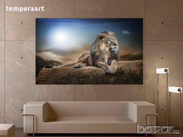 Картина лъв, картинно пано, картина животни, канава, декоративно пано от части № 094, снимка 3 - Картини - 17322611