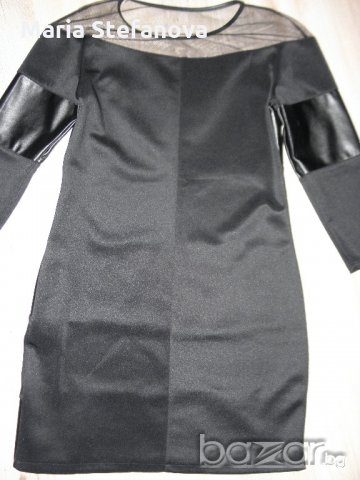 Нова черна рокля с кожа, снимка 3 - Рокли - 20494448