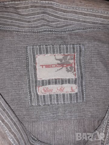 Сива мъжка риза с къс ръкав марка Teodor , снимка 3 - Ризи - 23815590