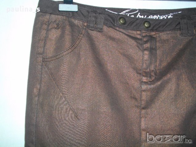 Два броя / Дънкова мини пола EDC by "Esprit" / кафява и в каре с плисета, снимка 3 - Поли - 14939981
