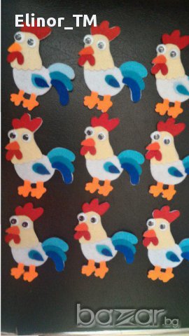 Ръчно изработени петлета от филц-4 размера-от 6 до 21 см., снимка 10 - Други - 15095300