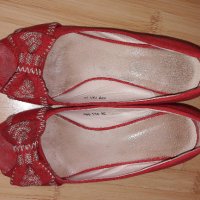 Дамски сандали от плат червени № 36, снимка 1 - Сандали - 18913498