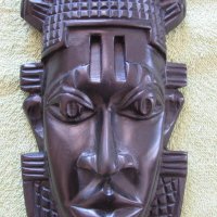 Африканска маска от абанос -по-голяма, снимка 3 - Колекции - 20636686