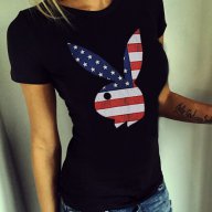 НОВО! PLAYBOY USA дамска тениска! Бъди различна, поръчай модел с твоя идея!, снимка 1 - Тениски - 16097280