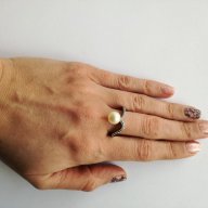 Сребърен пръстен  с перла и цирконий   - сребро проба 925, снимка 3 - Пръстени - 17059602