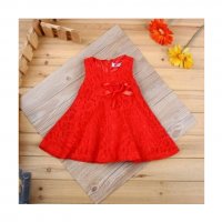Детска рокля/ червена дантела роза  / 18-24 месеца  НОВО., снимка 1 - Бебешки рокли - 24003004