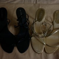 Страхотни сатенени сандали в черно , снимка 2 - Сандали - 19099075