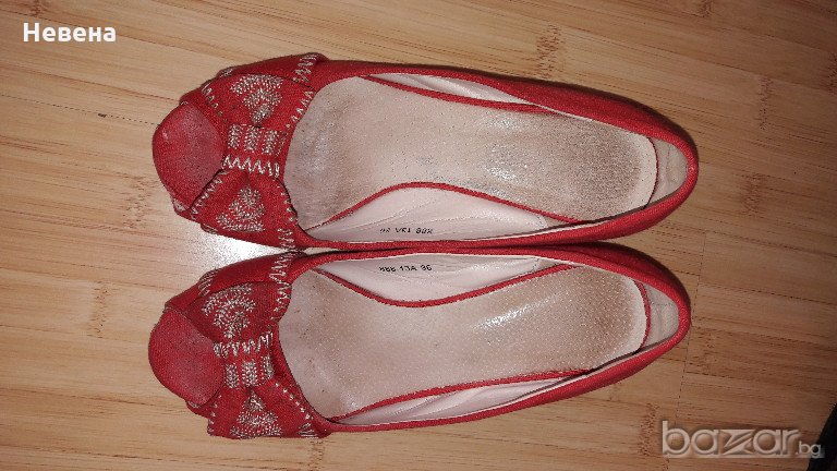 Дамски сандали от плат червени № 36, снимка 1