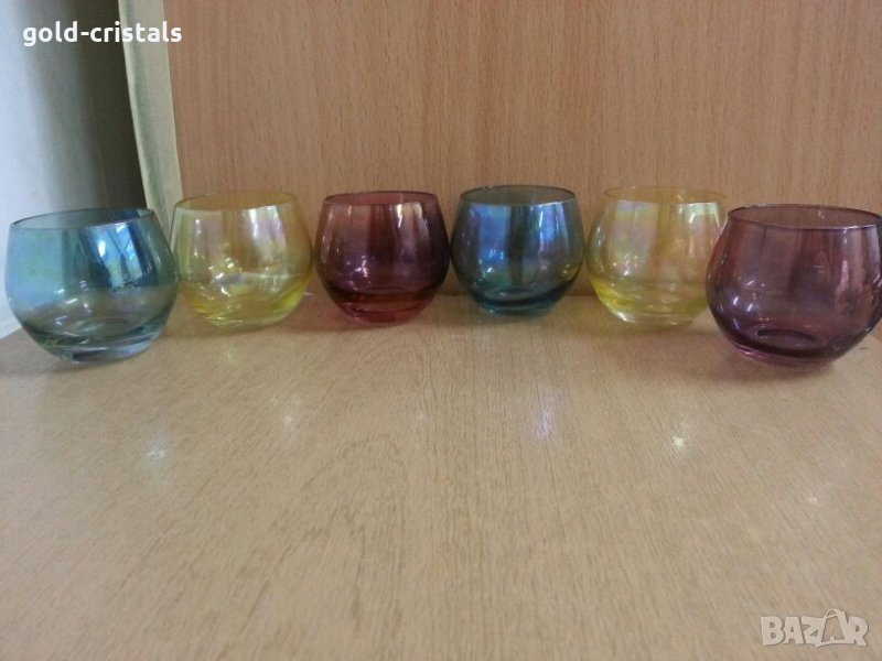 Ретро стъклени чаши цветно стъкло, снимка 1