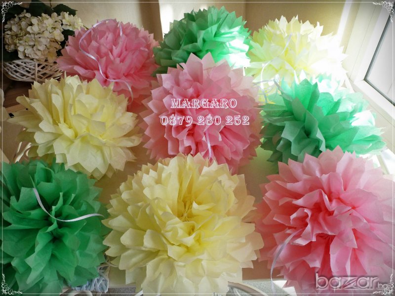 Топки от тишу за украса в различни цветове, снимка 1