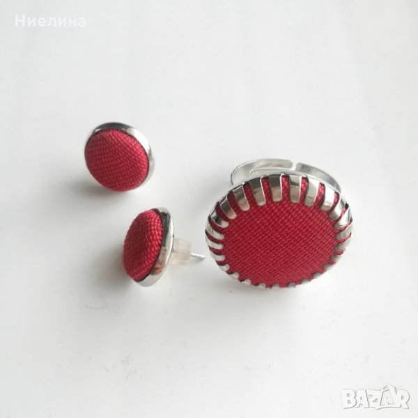 Нов комплект червени обеци и пръстен, снимка 1