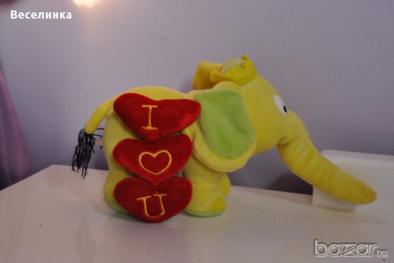 Плюшена играчка слонче със сърце, подарък за Св. Валентин-018, снимка 1