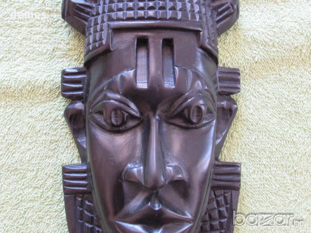 Африканска маска от абанос -по-голяма, снимка 3 - Колекции - 20636686