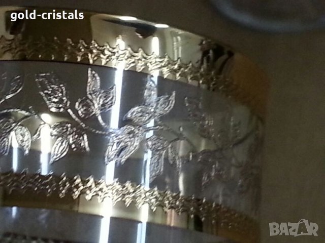 кристални чаши с златен кант , снимка 4 - Антикварни и старинни предмети - 22180312