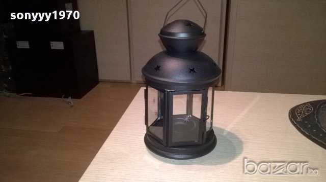 Фенер-метален с стъкла 21х12см, снимка 3 - Антикварни и старинни предмети - 17810497