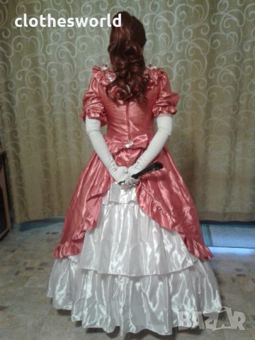 Бална рокля във викториански стил в розово и бяло, снимка 16 - Рокли - 11690524