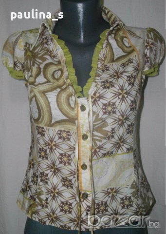 Уникална памучна риза / топ, с детайли , снимка 3 - Ризи - 15014698