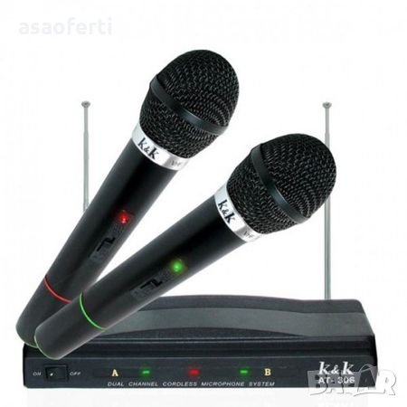 Комплект безжични микрофони с приемник 2 бр. K&K 306 , снимка 2 - Микрофони - 21838837