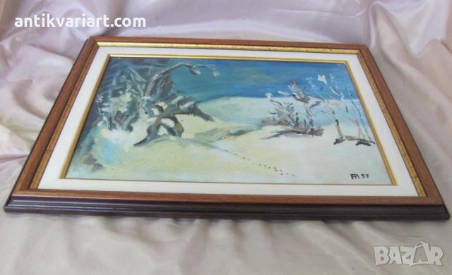  Картина Зимен Пейзаж масло върху платно,подписана-Т.Момчилов, снимка 9 - Картини - 25947594