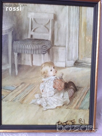 Carl Larson (1853-1919) "Pontus" стара картина маслена репродукция, снимка 6 - Антикварни и старинни предмети - 19434956