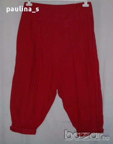 Червени ленени шалвари тип потури "Promod" оригинал, снимка 4 - Къси панталони и бермуди - 10714753