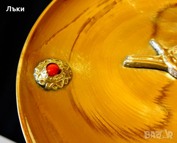 Бронзова чиния с орел и скъпоценни камъни. , снимка 3 - Антикварни и старинни предмети - 24305300