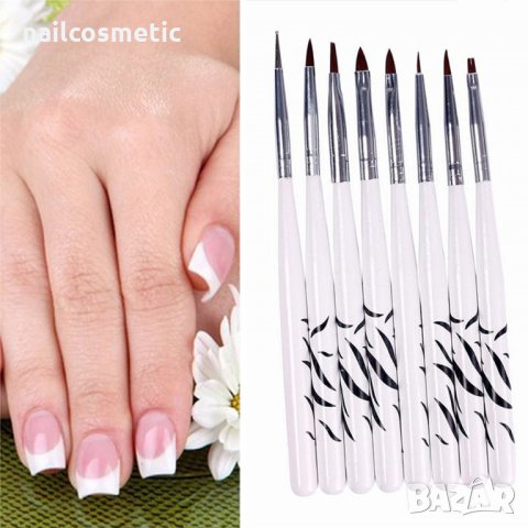 Комплект 8 четки за маникюр, снимка 3 - Продукти за маникюр - 23173436