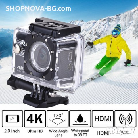 Спортна екшън камера AUSEK 16 MP, 4К, 170 градуса, Wi-Fi, HDMI, Включени аксесоари, снимка 2 - Камери - 24612335