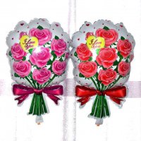 Букет червени розови рози фолио фолиев балон хелий или въздух подарък, снимка 1 - Други - 21898780