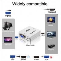  VGA към HDMI преходник, конвертор, адаптер,  1080p HDTV, снимка 3 - Плейъри, домашно кино, прожектори - 23493943