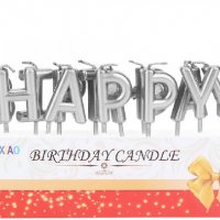 Happy Birthday честит Рожден ден букви розови сребристи златисти свещи за торта Рожден ден, снимка 2 - Други - 25898014