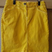 Дам.пола-"PROMISS"/ластична/-дънк.плат,цвят-жълт. Закупена от Италия., снимка 3 - Поли - 22992892