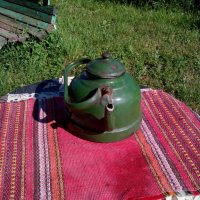 Стар емайлиран чайник #7, снимка 4 - Антикварни и старинни предмети - 25578651