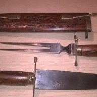 India-ретро колекция-нож и вилица в кания 45см-внос швеицария, снимка 1 - Антикварни и старинни предмети - 17725185