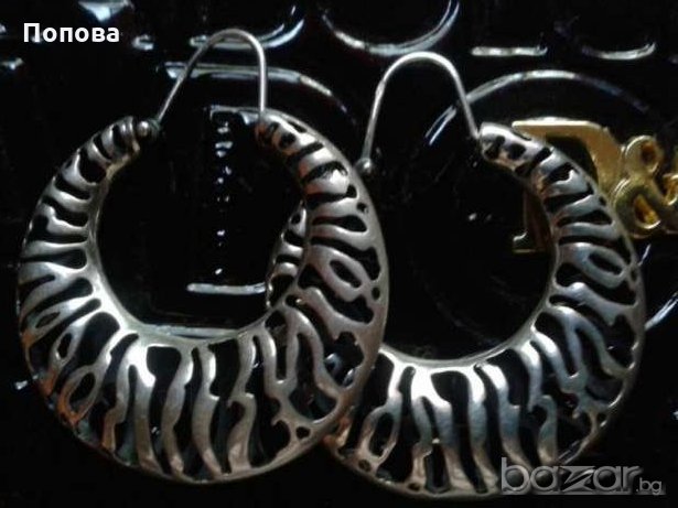 Големи масивни сребърни обеци ръчна изработка, снимка 1