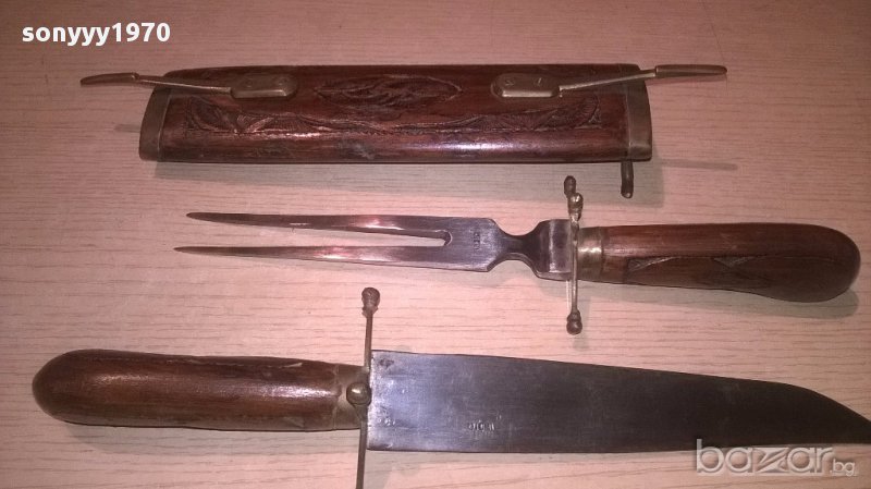 India-ретро колекция-нож и вилица в кания 45см-внос швеицария, снимка 1
