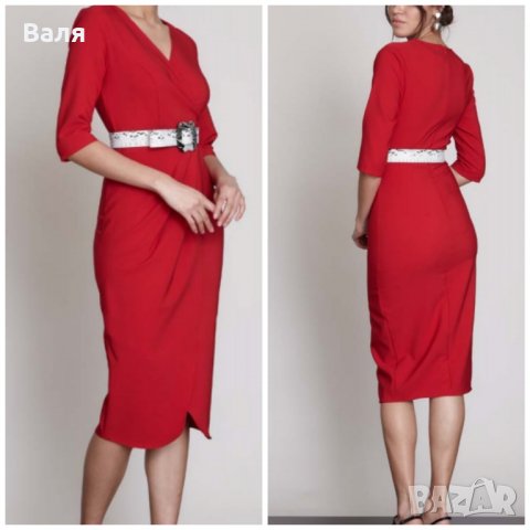 Елегантна червена рокля Fervente , снимка 2 - Рокли - 23345774