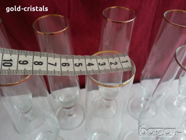 ретро кристални чаши с златен кант , снимка 6 - Антикварни и старинни предмети - 20026799