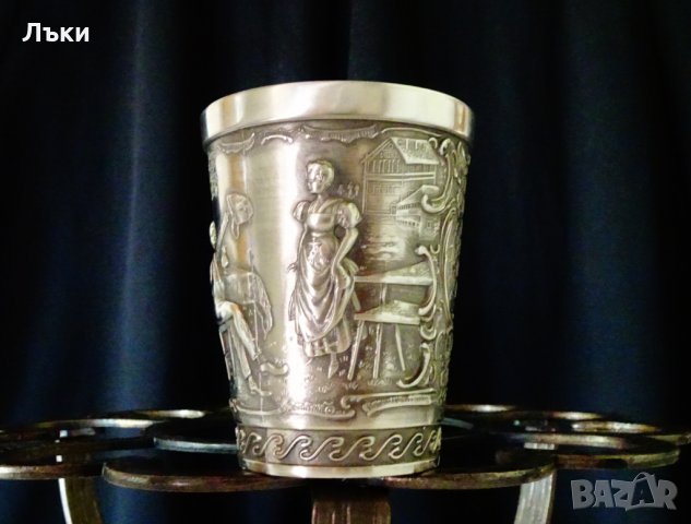 Немска чаша от калай релефна. , снимка 4 - Антикварни и старинни предмети - 25412828