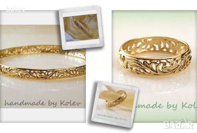 Златна халка в ретро стил 2.35 грама/размер №58-59, 14 карата, снимка 5 - Пръстени - 24838561