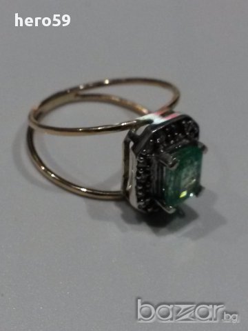 Стар античен дамски златен пръстен,с изумруд и диаманти, снимка 8 - Пръстени - 16741614