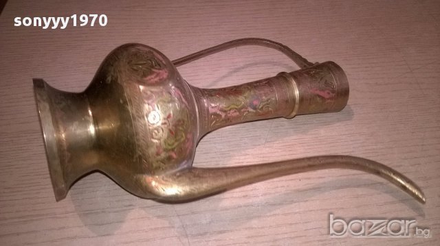 Ретро чаиник-мед/месинг-21х19х9см-внос швеицария, снимка 2 - Антикварни и старинни предмети - 18146453